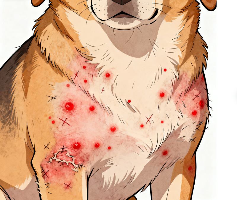 Pictures of canine scabies symptoms