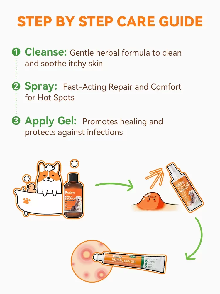 Remédio herbal para irritação da pele de animais de estimação – Puainta Itch Relief Gel for Dogs