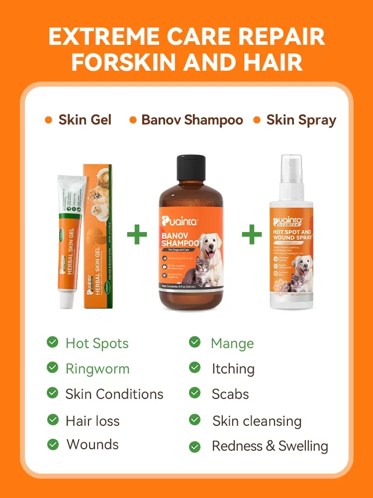 Remédio herbal para irritação da pele de animais de estimação – Puainta Itch Relief Gel for Dogs
