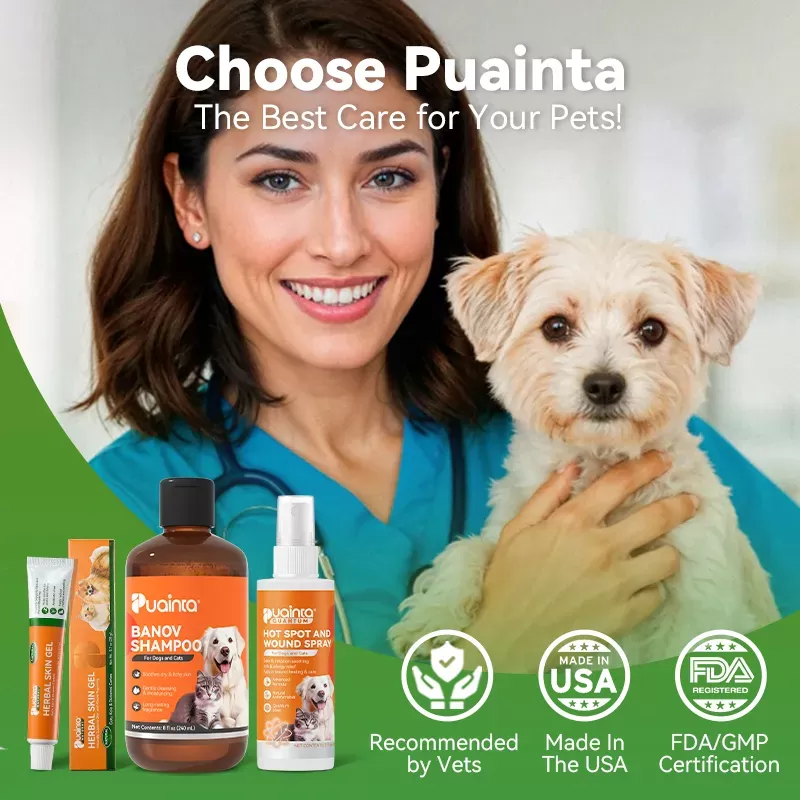  Puainta Gel de Pele Natural Herbal para Alívio da Coceira, Seguro & Eficaz para Cães & Gatos