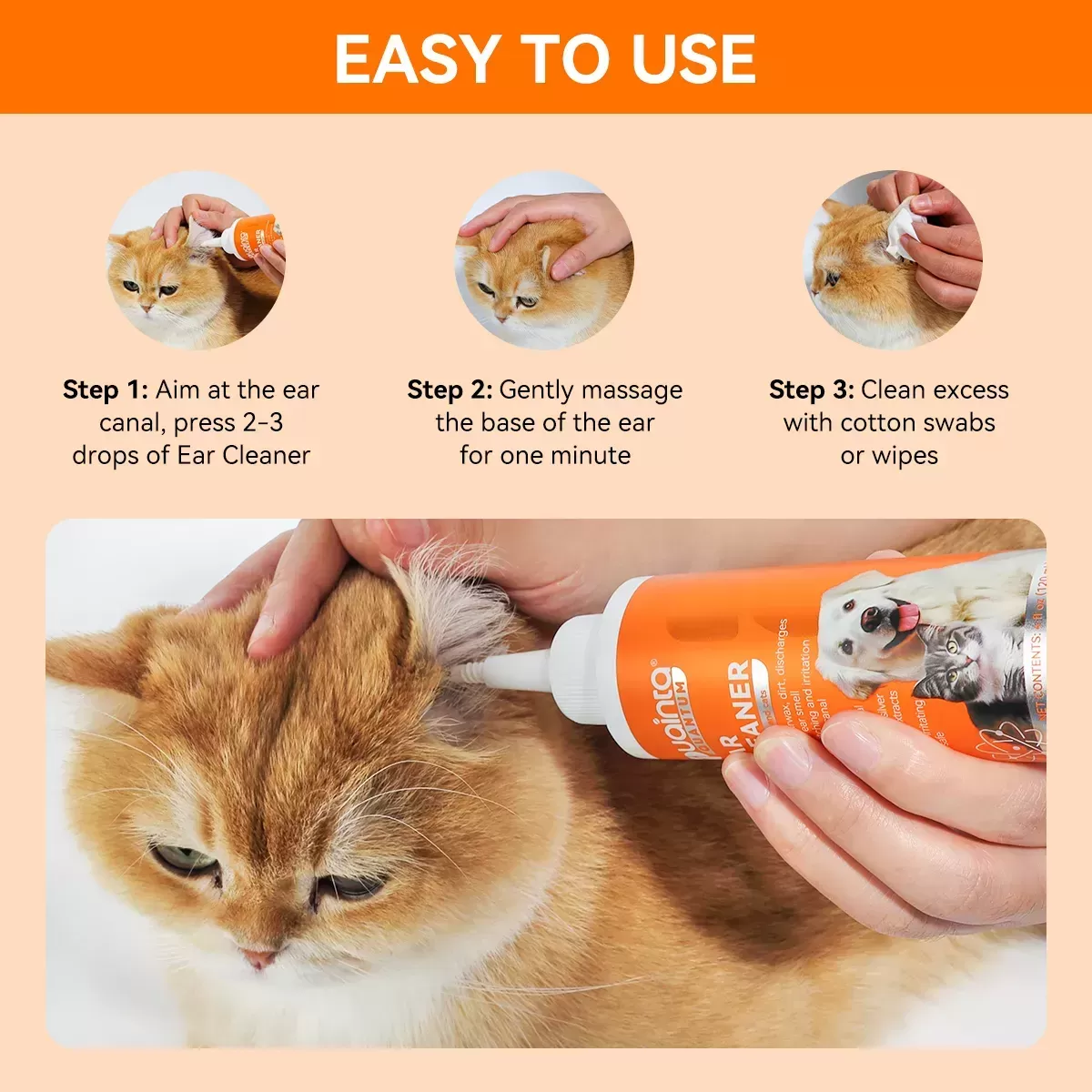 Puainta® Quantum Ohrenreiniger für Hunde-/Katzen-Juckreiz-Infektionen