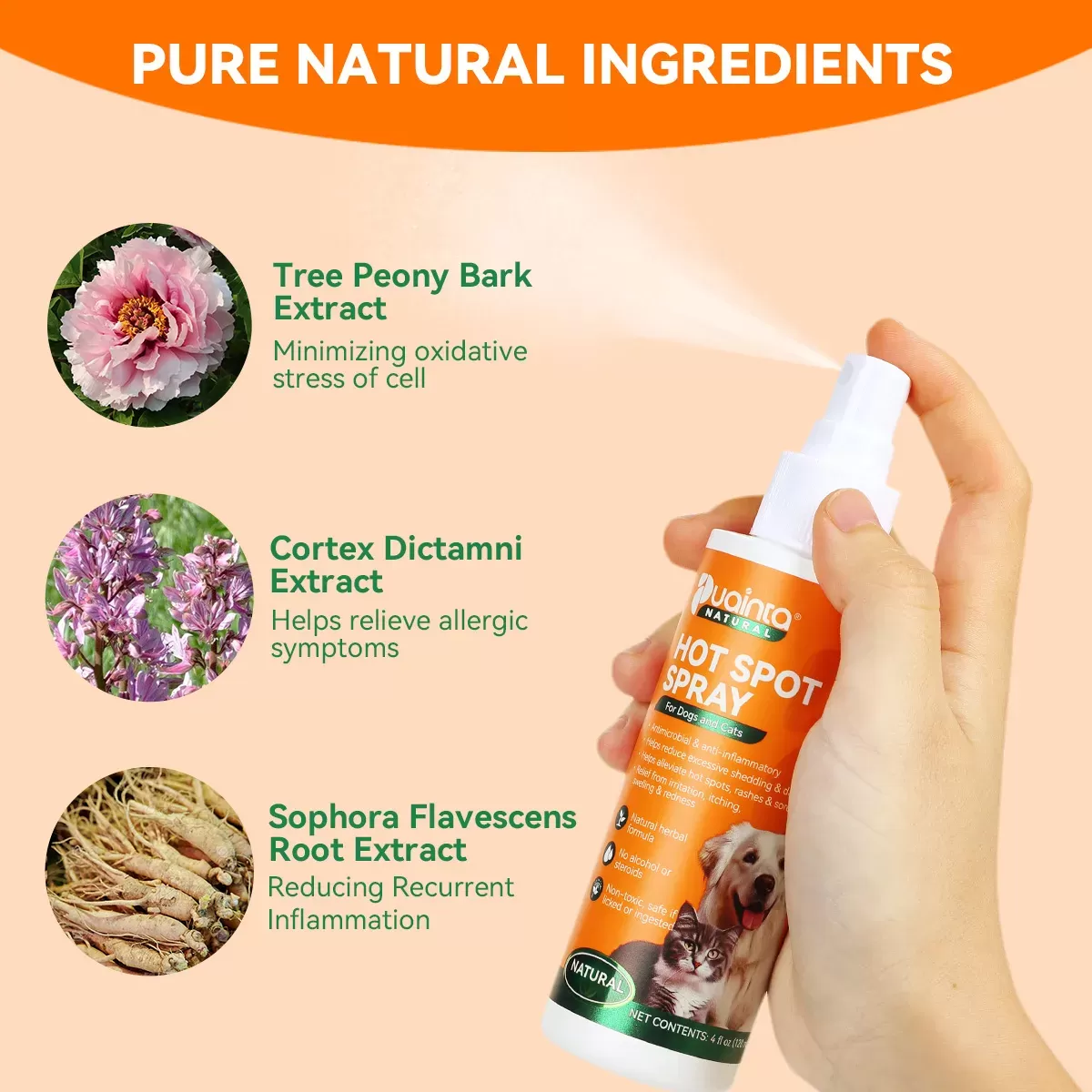 puainta® spray de ponto quente natural para cães e gatos