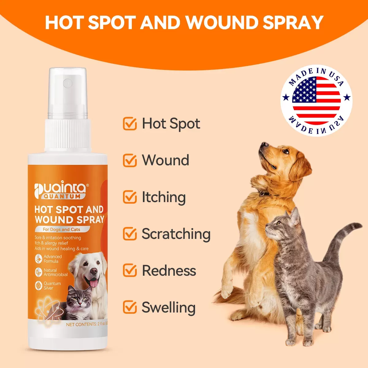 Puainta® Quantum Anti-itch Skin Spray para Perros/Gatos